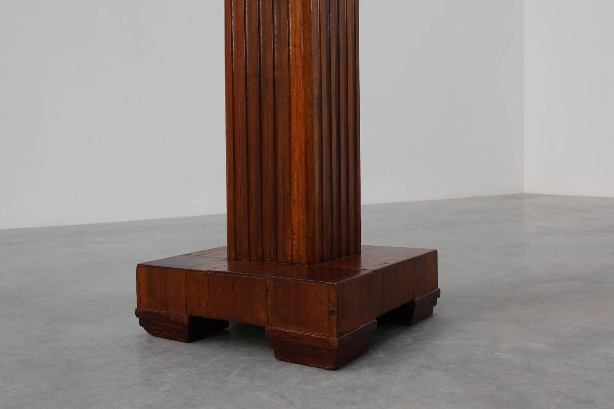 Art Deco oak and red marble pedestal or side table, France 1920s