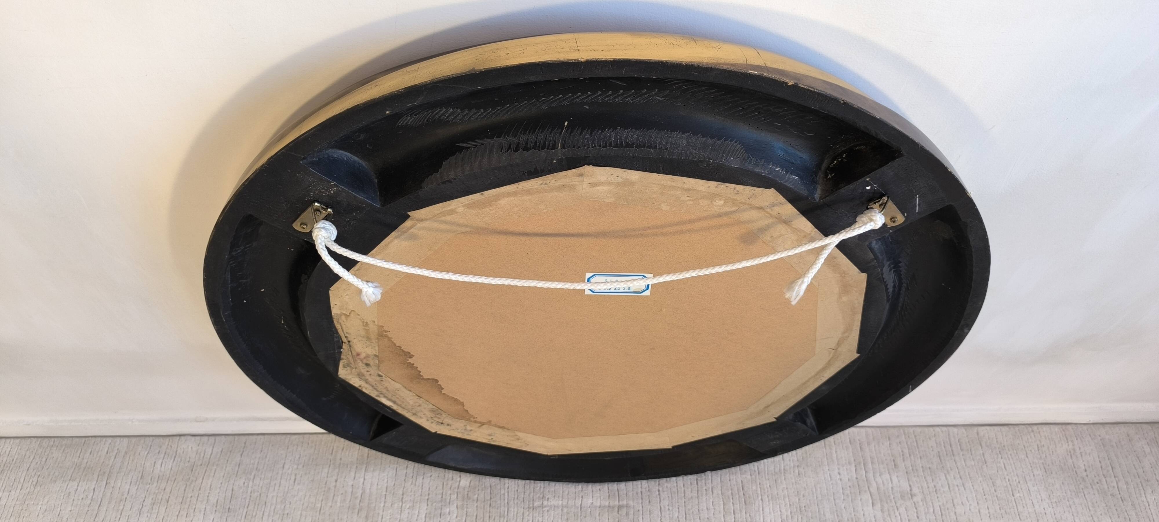 Victorian English Round Grand Mirror – Gilded Wood & Bevelled Glass