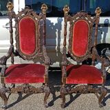 Pair of antique armchairs, carved in walnut