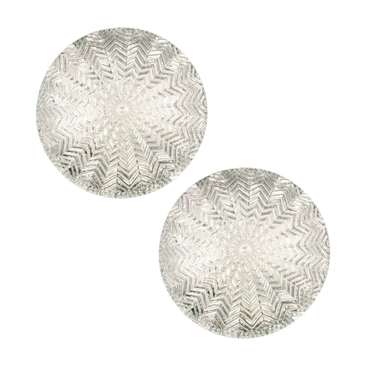 Paire de plafonniers en verre transparent géométrique de Limburg, Allemagne, années 1970.