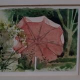 Aquarel of schilderijtje, “Parasol”, M. Van den Dries, 1987