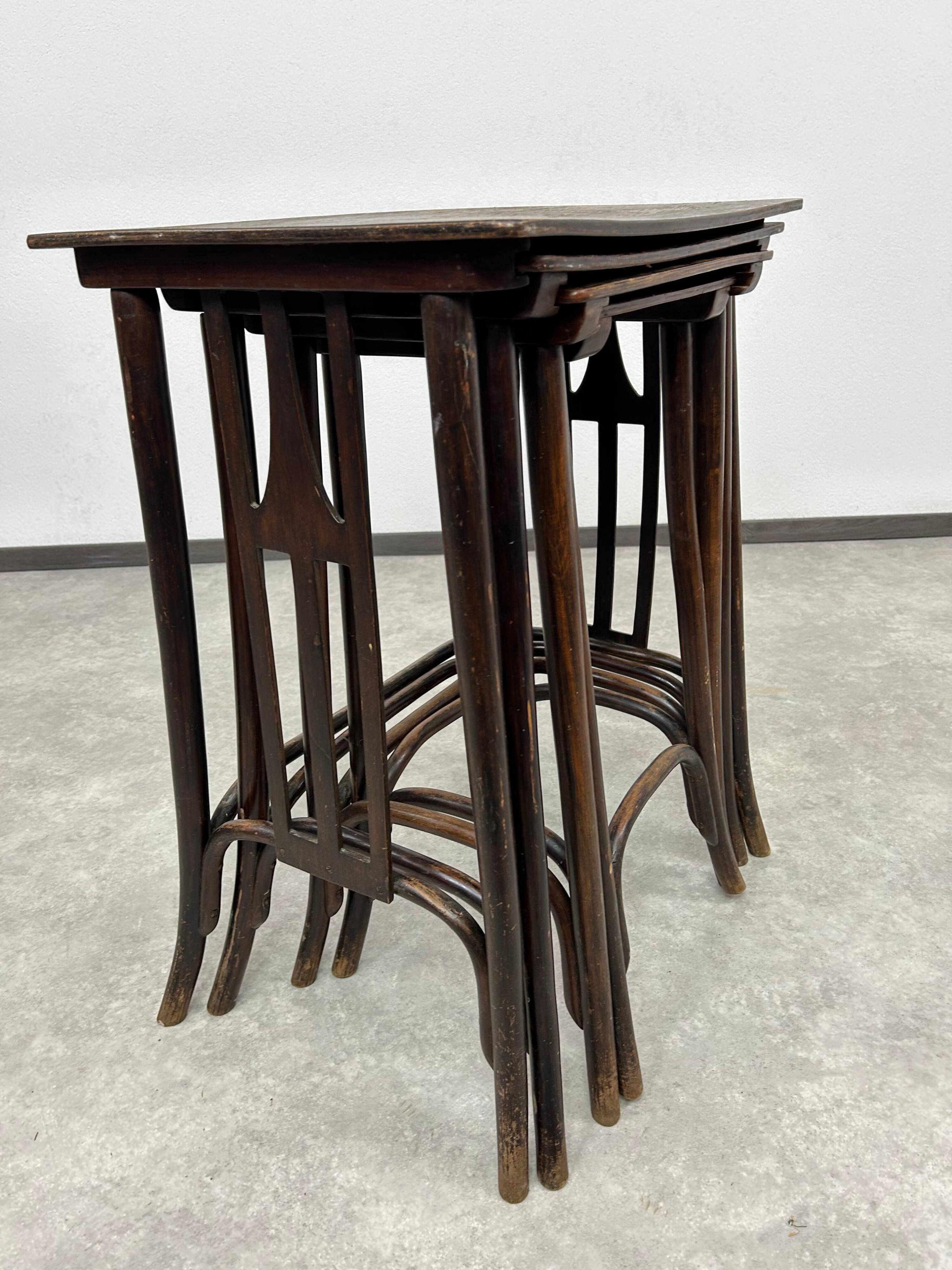 Nest tables Secession No. 958 by Siegel or Kolo Moser, produced by J&J Kohn.