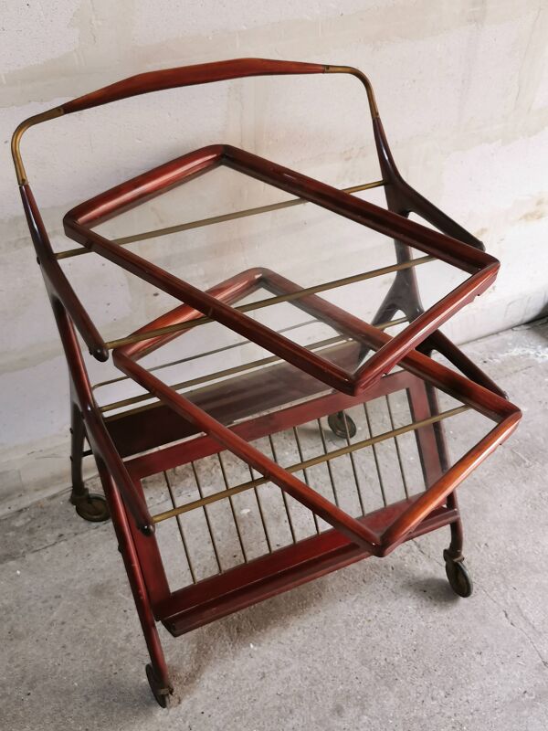 Table desserte bar à roulettes plateau amovibles design 50 vintage italie