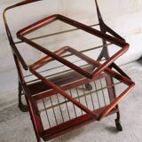 Table, bar trolley on wheels. removable tray. design 50 vintage italy