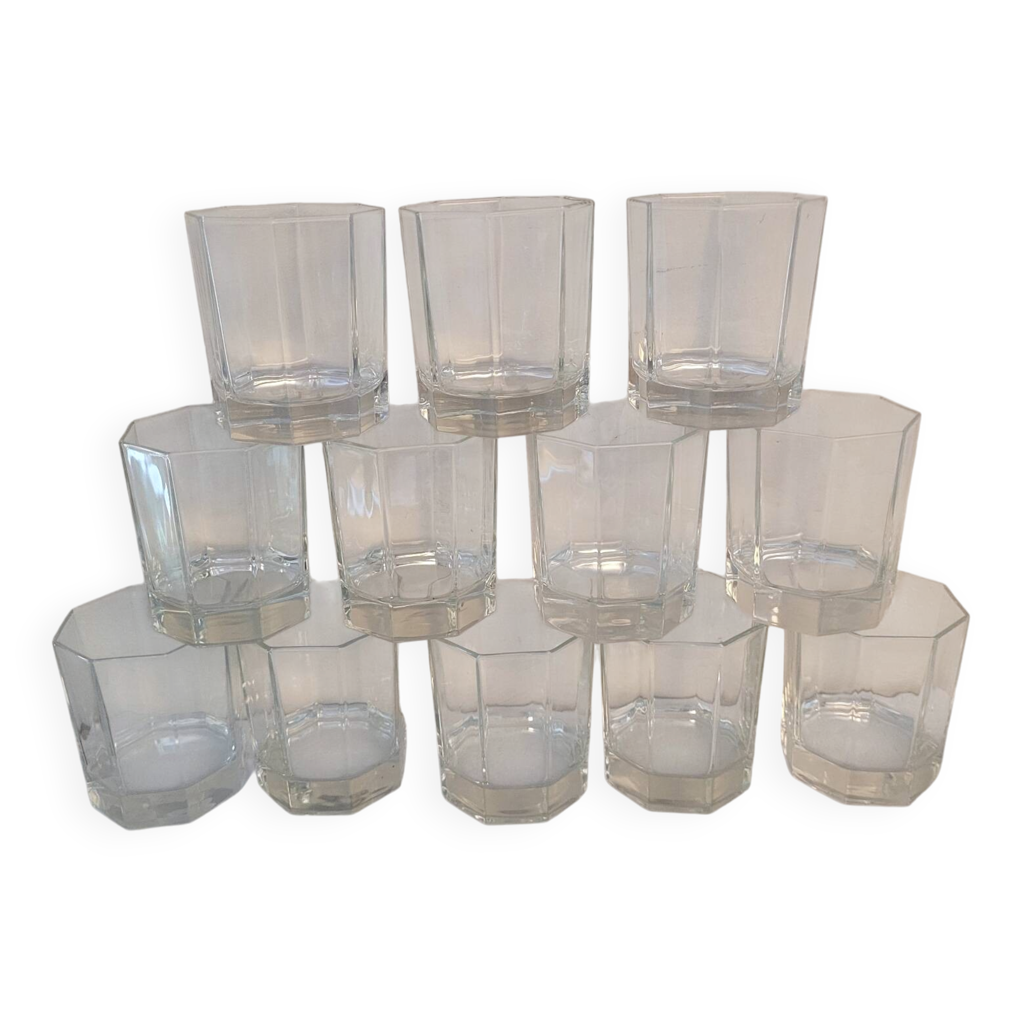 12 octagonal glasses - 80's