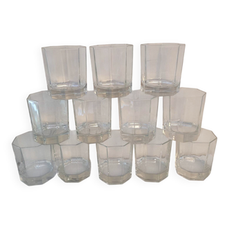12 octagonal glasses - 80's