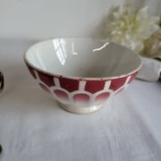 Old bowl in earthenware DIGOIN SARREGUEMINES with faceted burgundy.