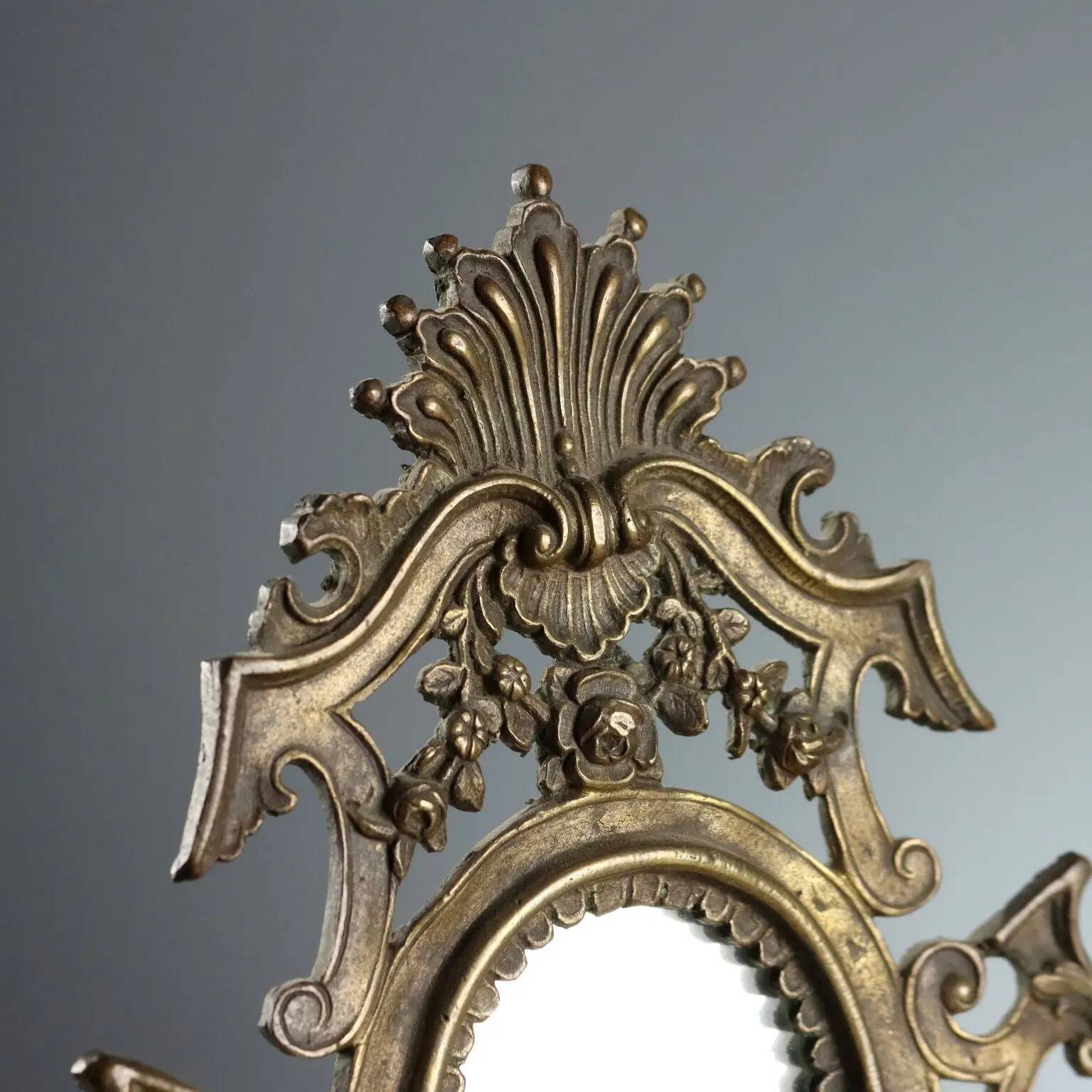 Antique table mirror in bronze, Italy, 19th-20th century