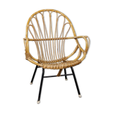 Rattan armchair with armrests Dutch Design 1960