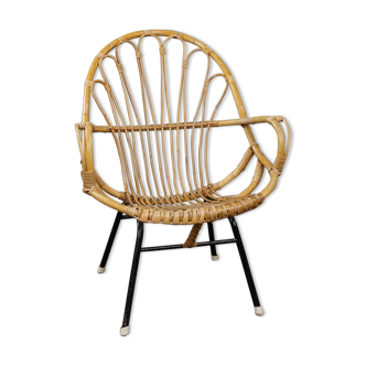 Rattan armchair with armrests Dutch Design 1960