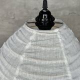 Small Japanese-style natural rattan and linen pendant light in the shape of a drop H40 D35