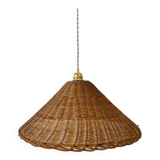 Vintage wicker lampshade suspension