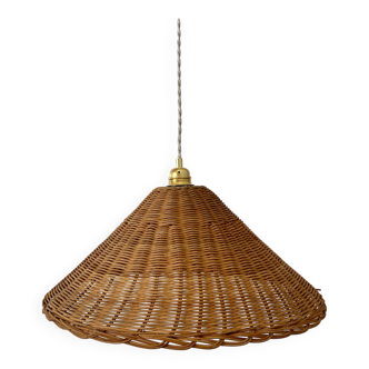 Vintage wicker lampshade suspension