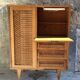 Rattan cabinet with integrated illuminating secretary vintage 1960