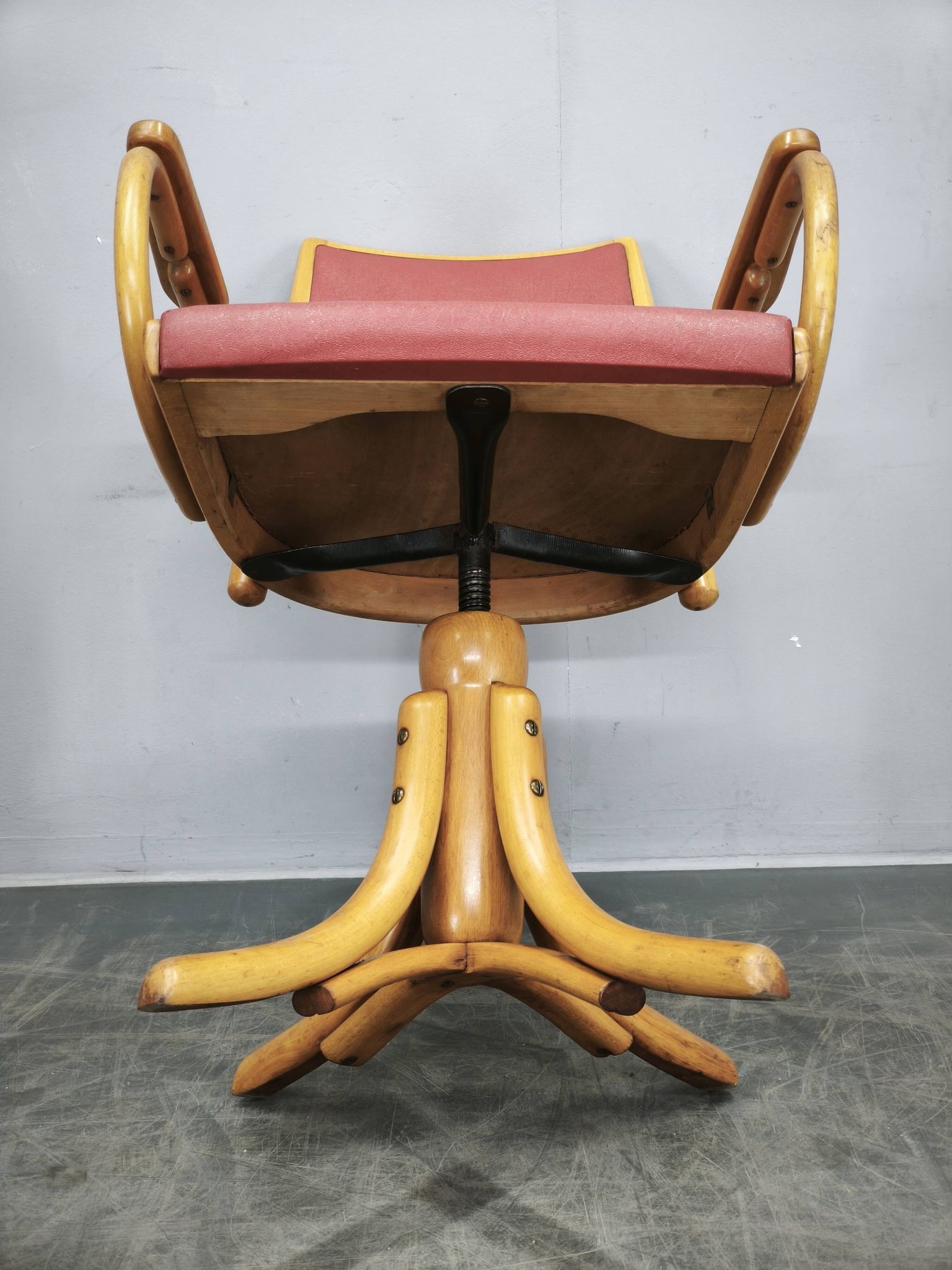 Ligna Adjustable Swivel Office Chair, Czechoslovakia, 1950s