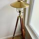 Vintage wooden and brass tripod lamp in marine style.