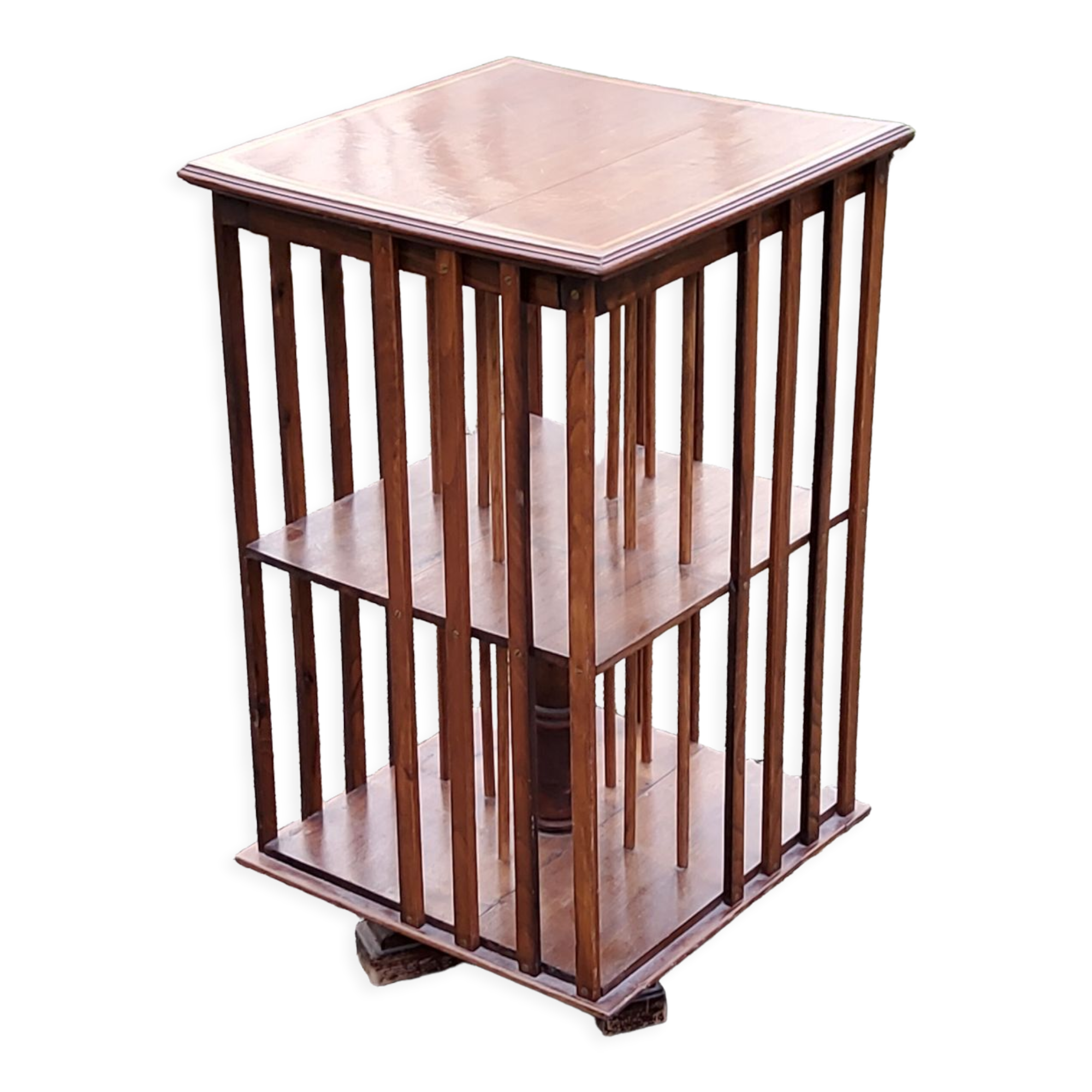 Art Deco style revolving bookcase in walnut and oak