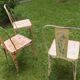 Ensemble de 3 chaises de jardin empilables inspirées de Tolix du début du 20e siècle.