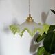 Vintage green and white serrated pendant light