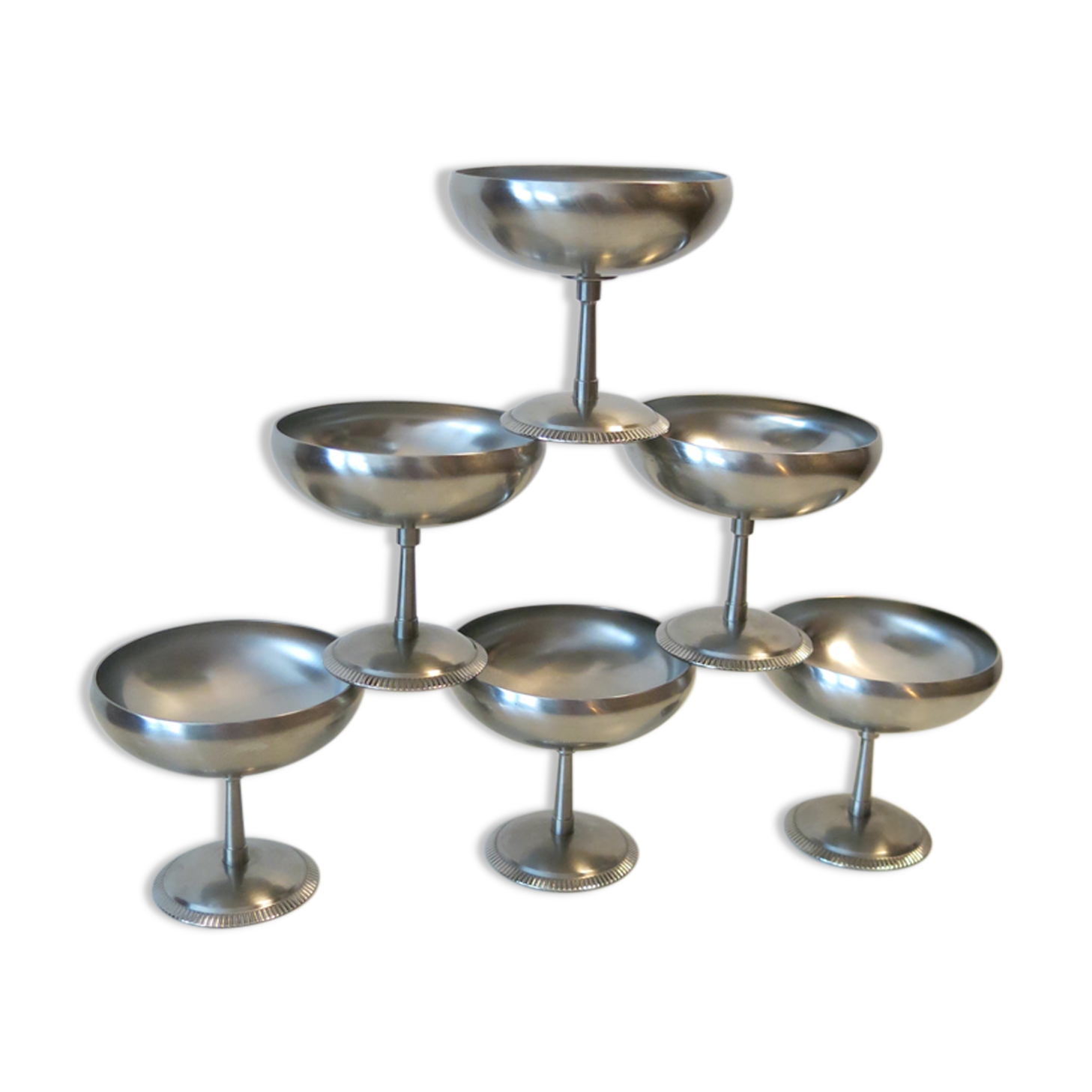 Set of six stainless steel ice cups from Letang-Rémy