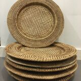 Lot of 6 rattan plates