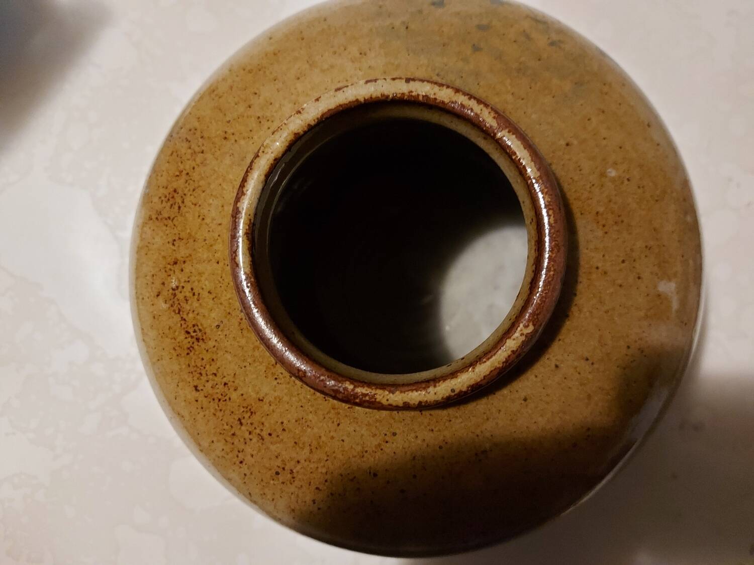 Pretty ball vase in enamelled stoneware with blue floral motifs