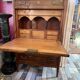 Louis XVI period mahogany secretary, white marble top, clover lock