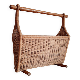 Old rattan magazine rack - old rattan magazine rack