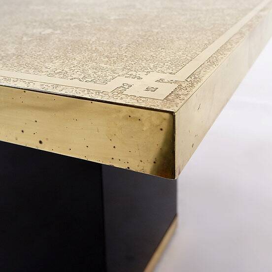 Hollywood Regency Brass Etched Side Table, 1950s