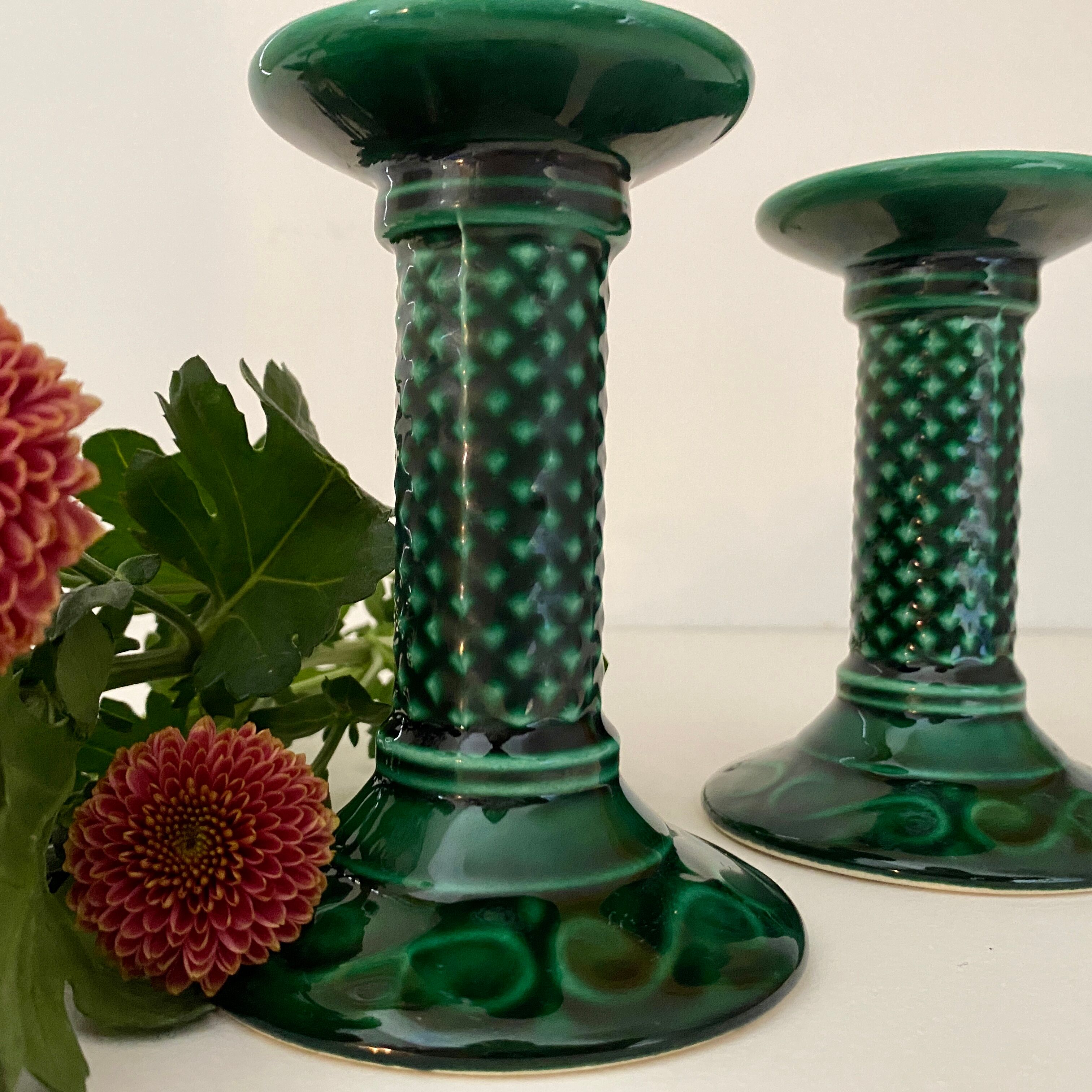 Pair of vintage art deco ceramic candle holders