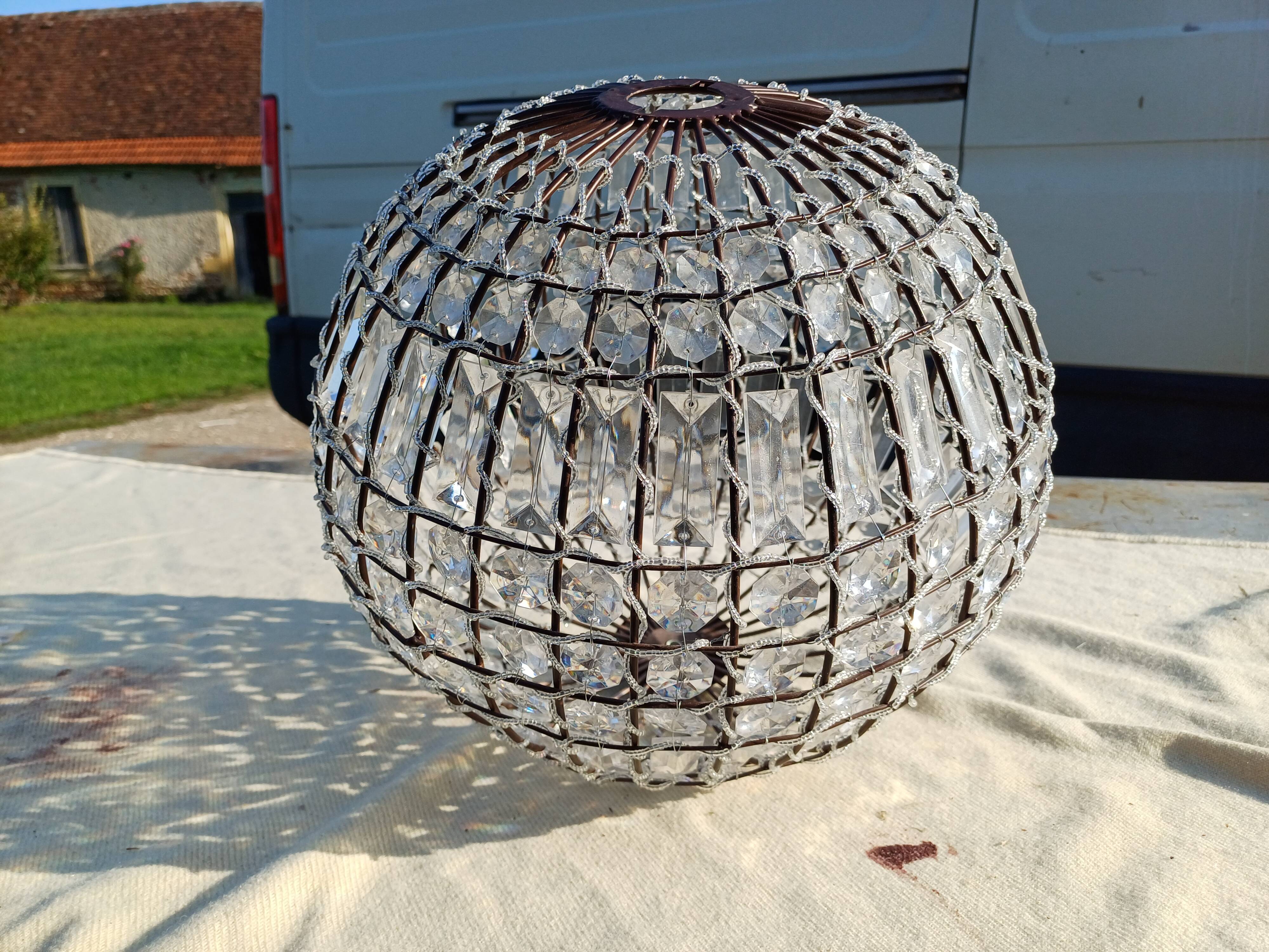 Lustre rond a pampilles verre