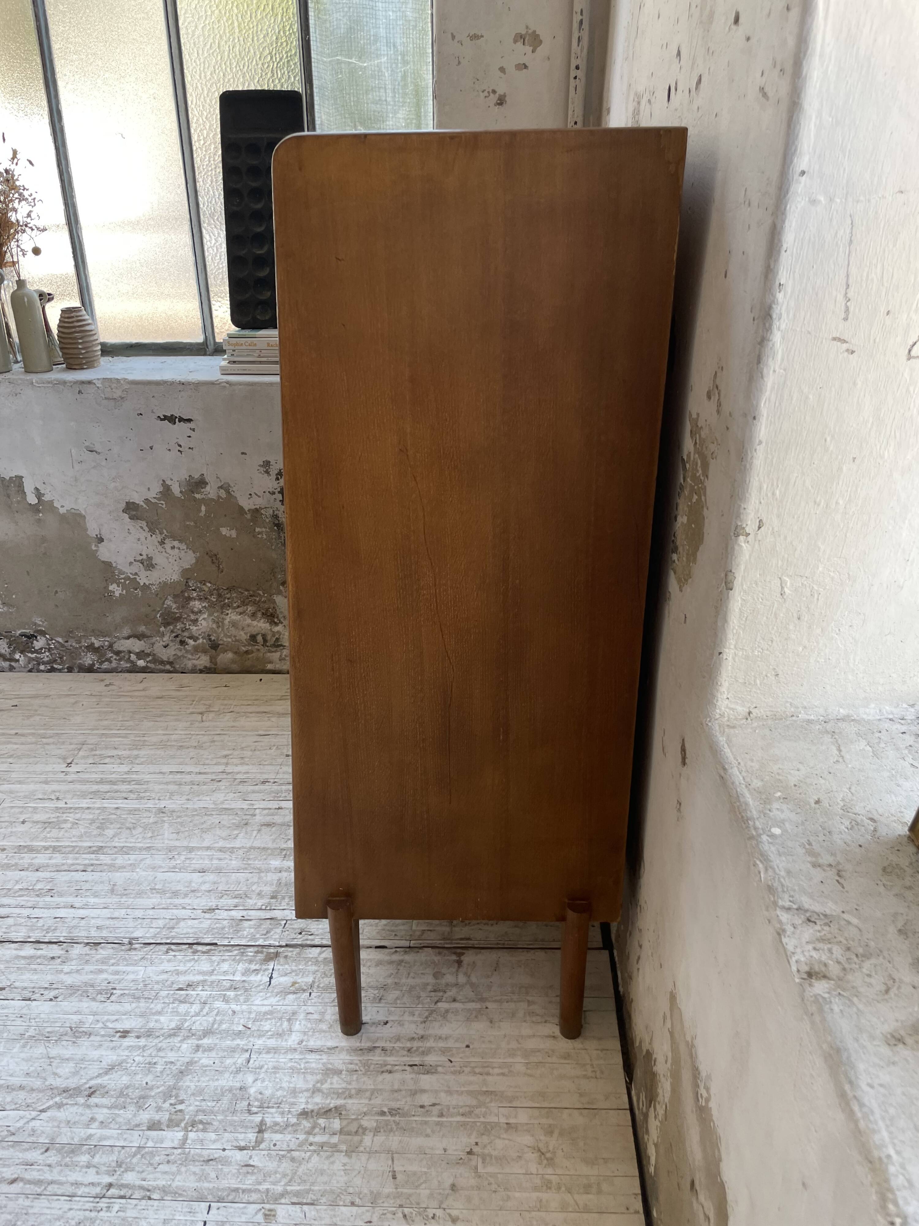 Meuble de rangement secrétaire chêne années 60