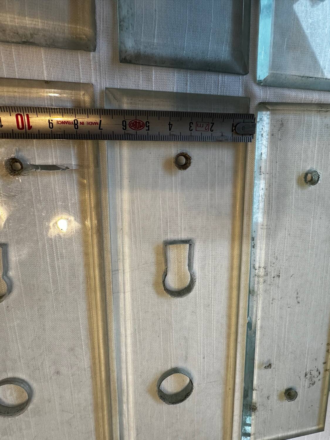 11 bevelled glass cleanliness plaques + 4 Art Deco glass plaques