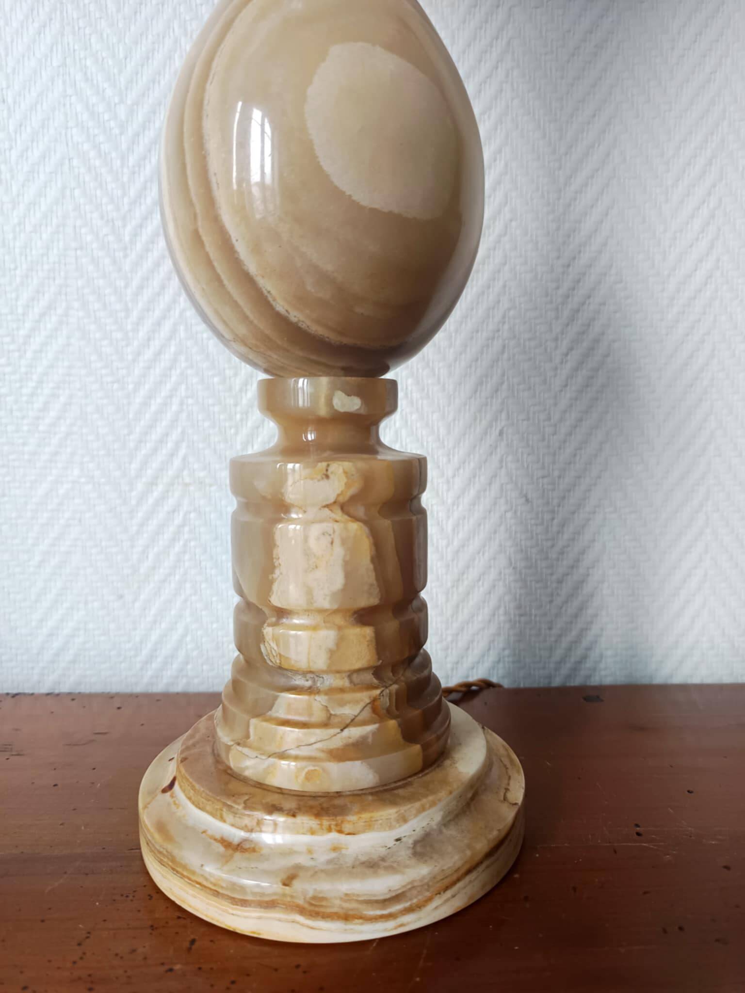 Large onyx and opaline egg lamp 60 cm