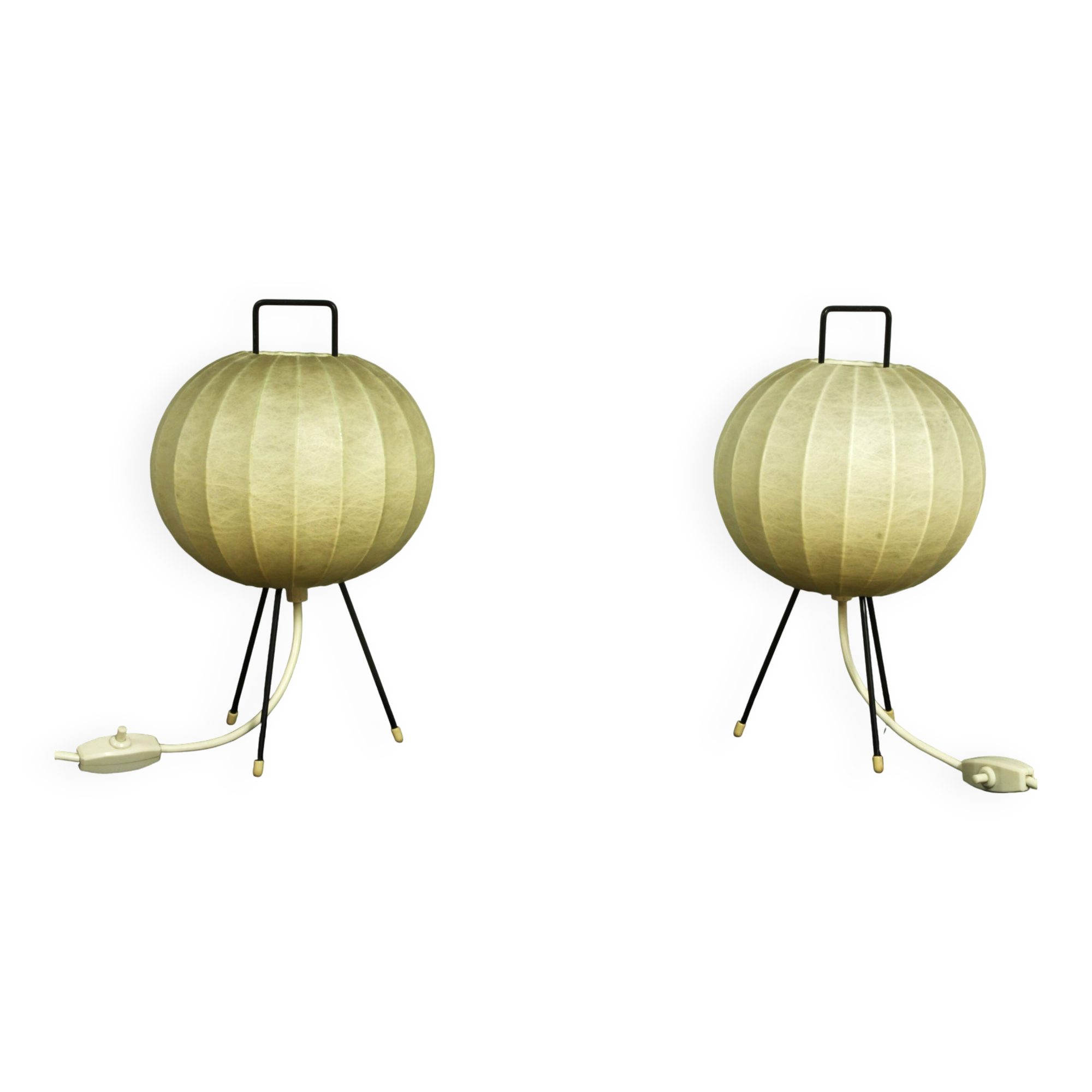 Pair of Cocoon Bedside Lamp by Friedel Wauer for Goldkant, 1960’s