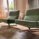 Vintage 1970s Living Room Set – Velvet Sofa & Swivel Armchairs