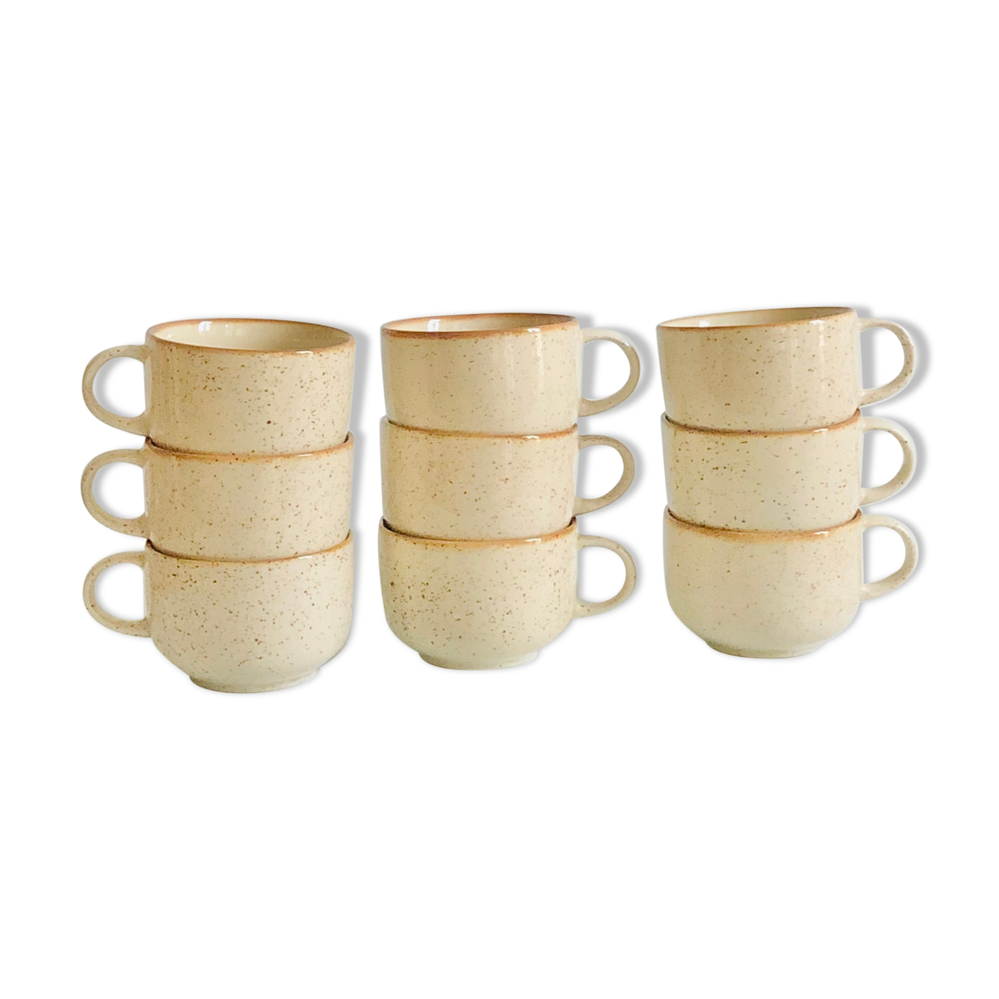 Set of 9 speckled ceramic coffee cups
