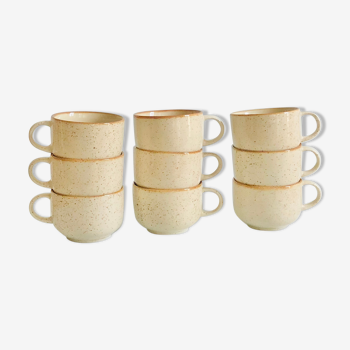 Set of 9 speckled ceramic coffee cups