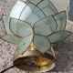 Pair of designer table lamps in turquoise blue green capiz mother-of-pearl from the 70s