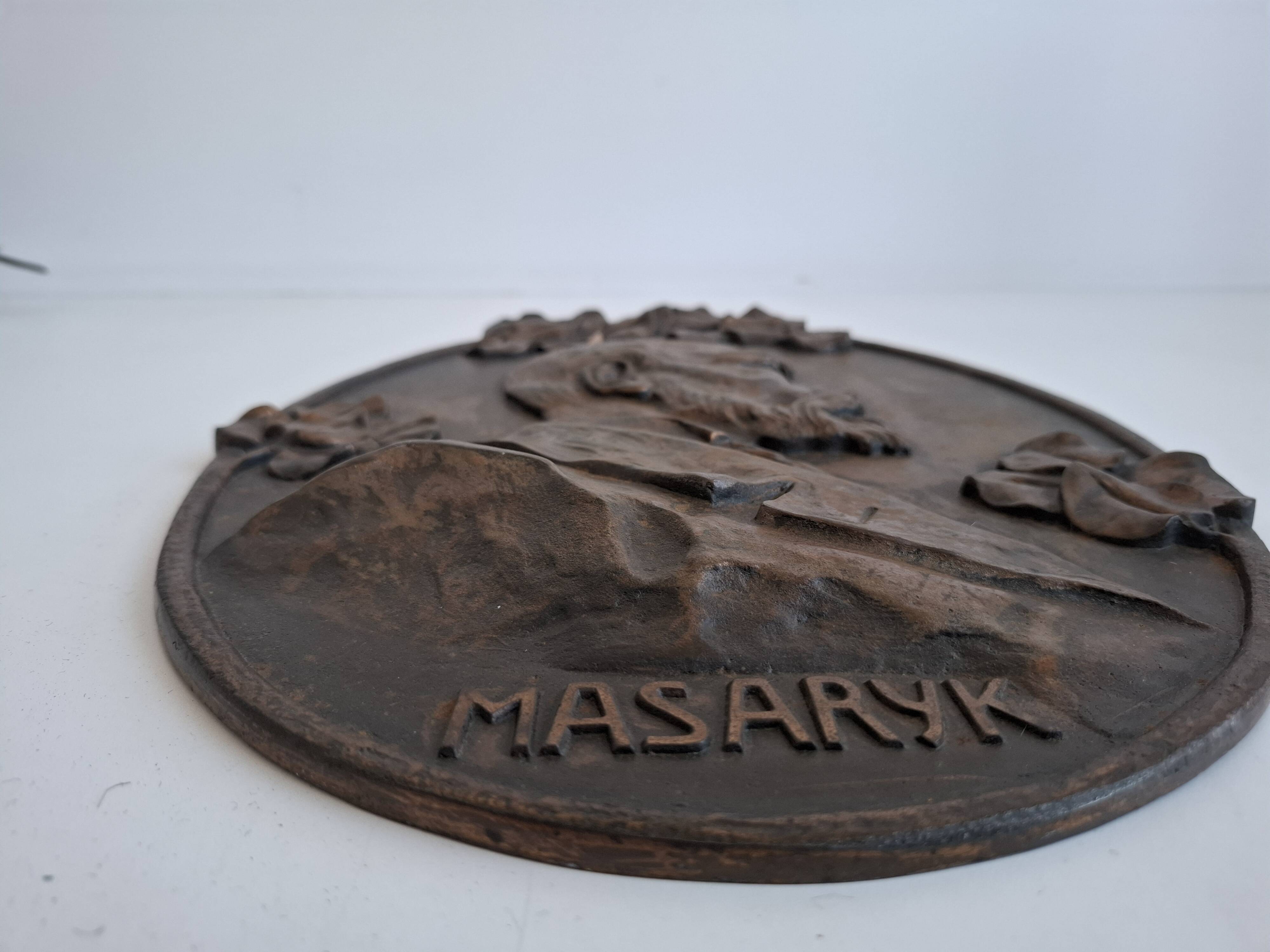 Plaque murale Art Déco T. G. Masaryk 1920, Tchécoslovaquie