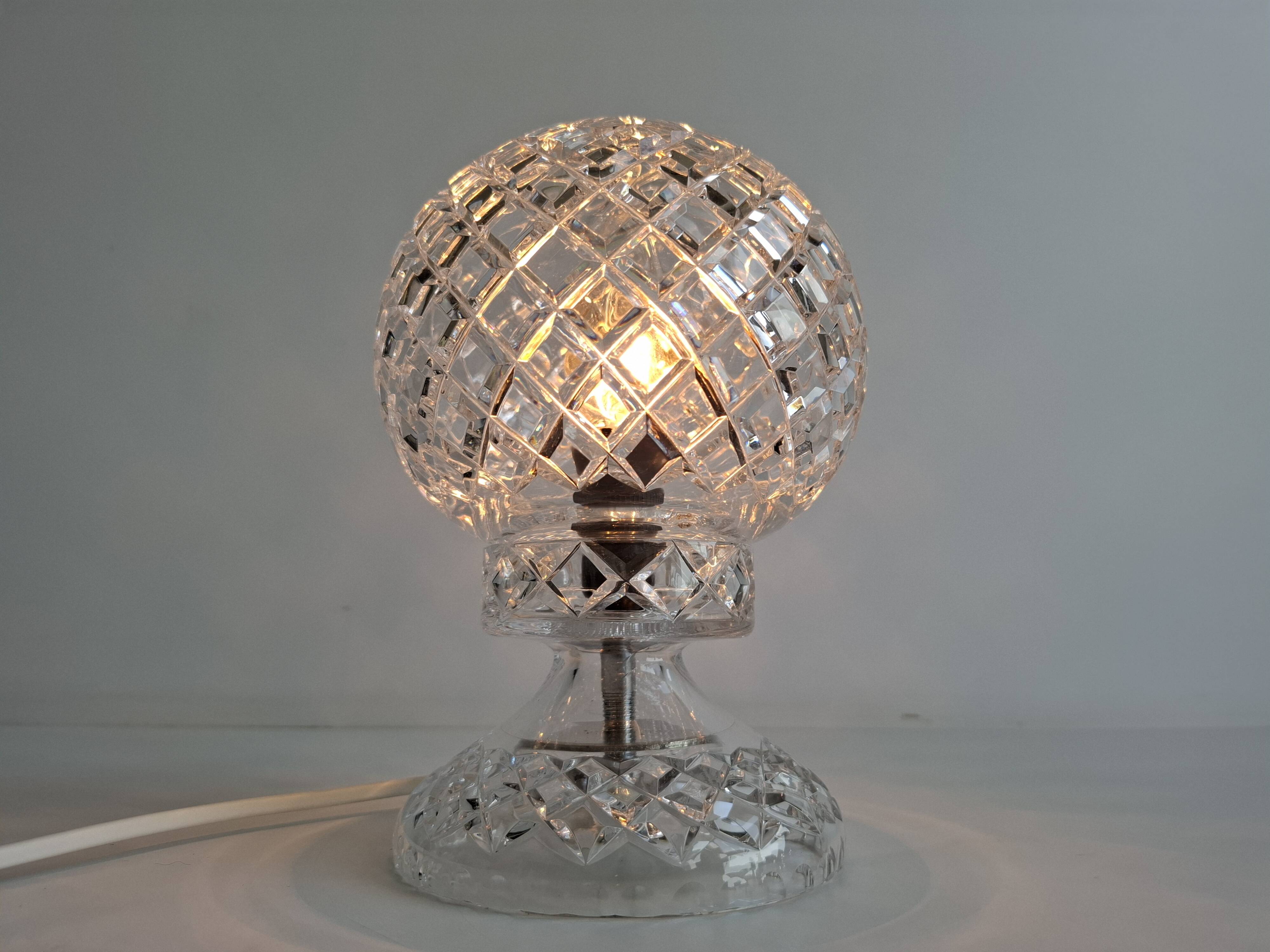 Vintage Czech Cut Crystal Table Lamp