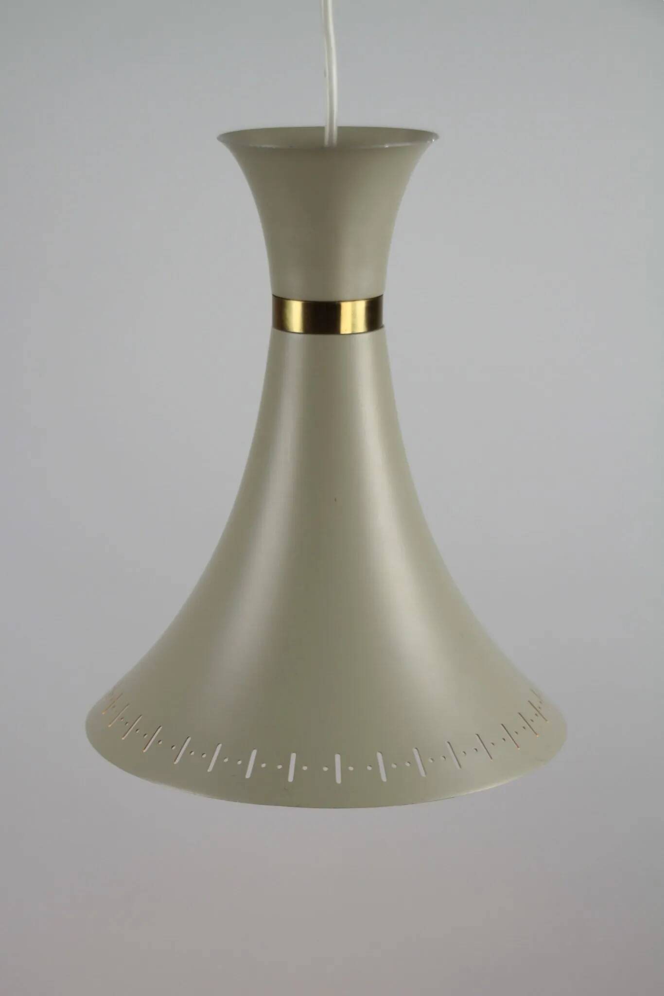 Light Grey Metal Pendant Lamp – Diabolo Shape, Scandinavia, 1960s