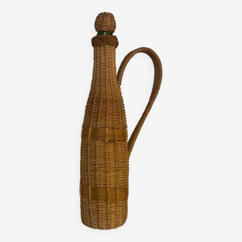 Large glass and wicker bottle