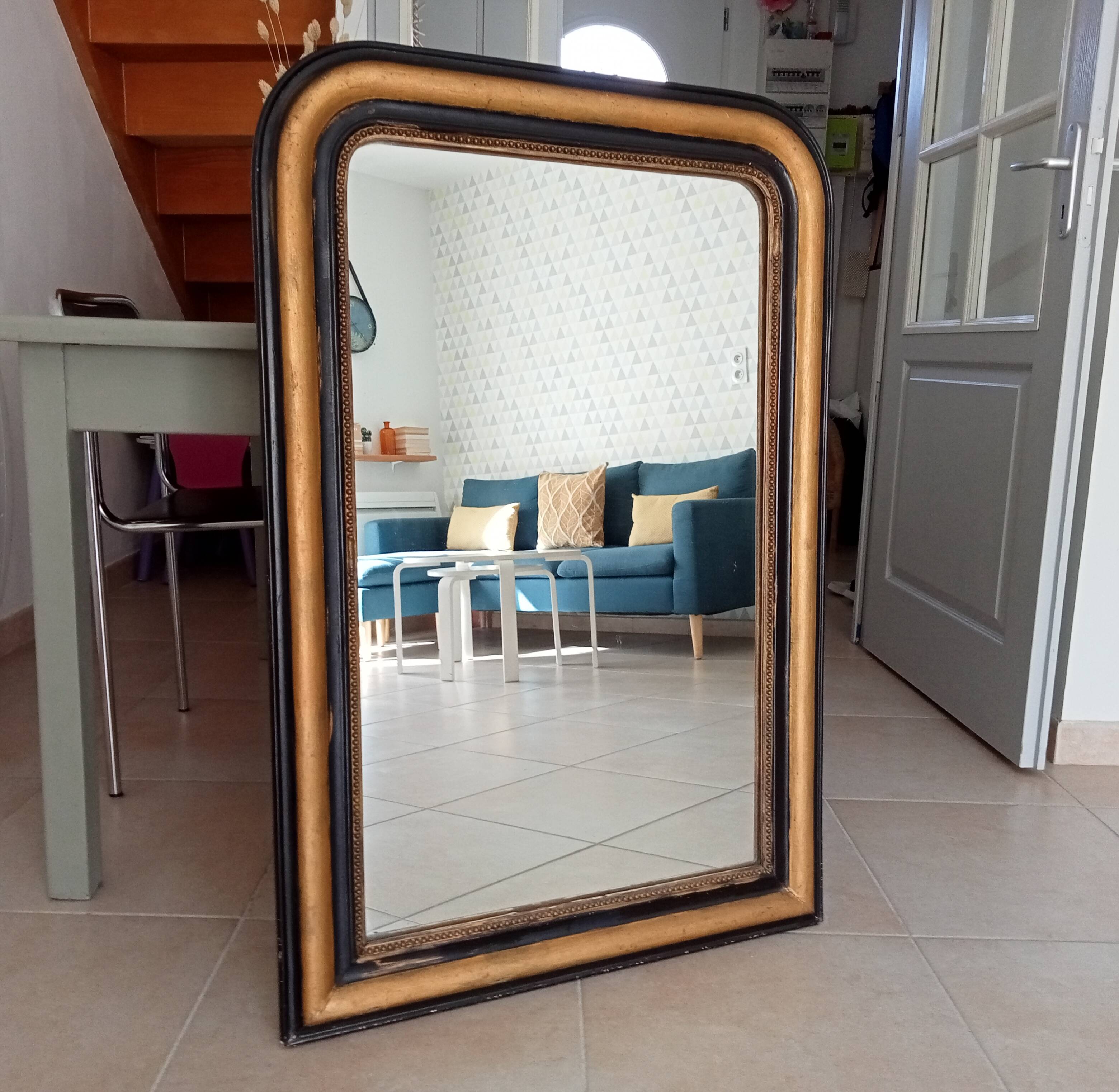 Louis Philippe mirror 105*71cm in wood and stucco 19th century