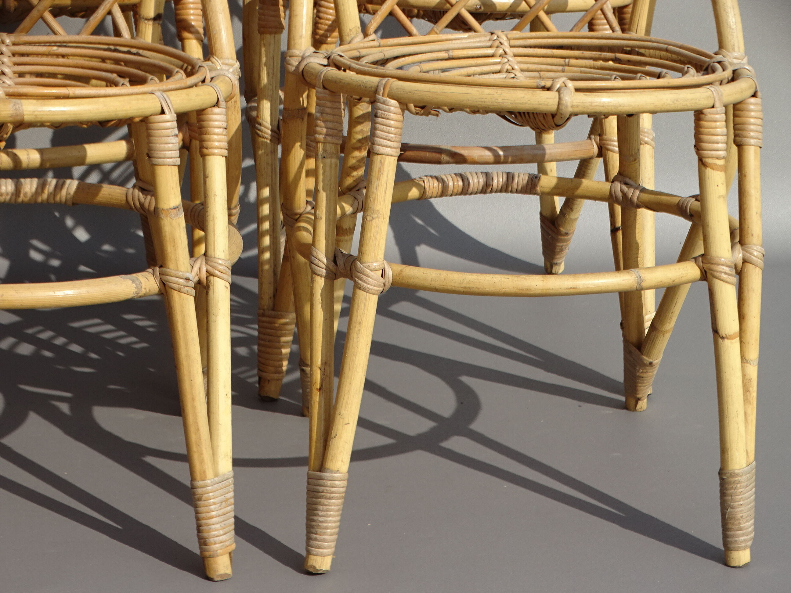 Set of 6 bamboo and rattan chairs