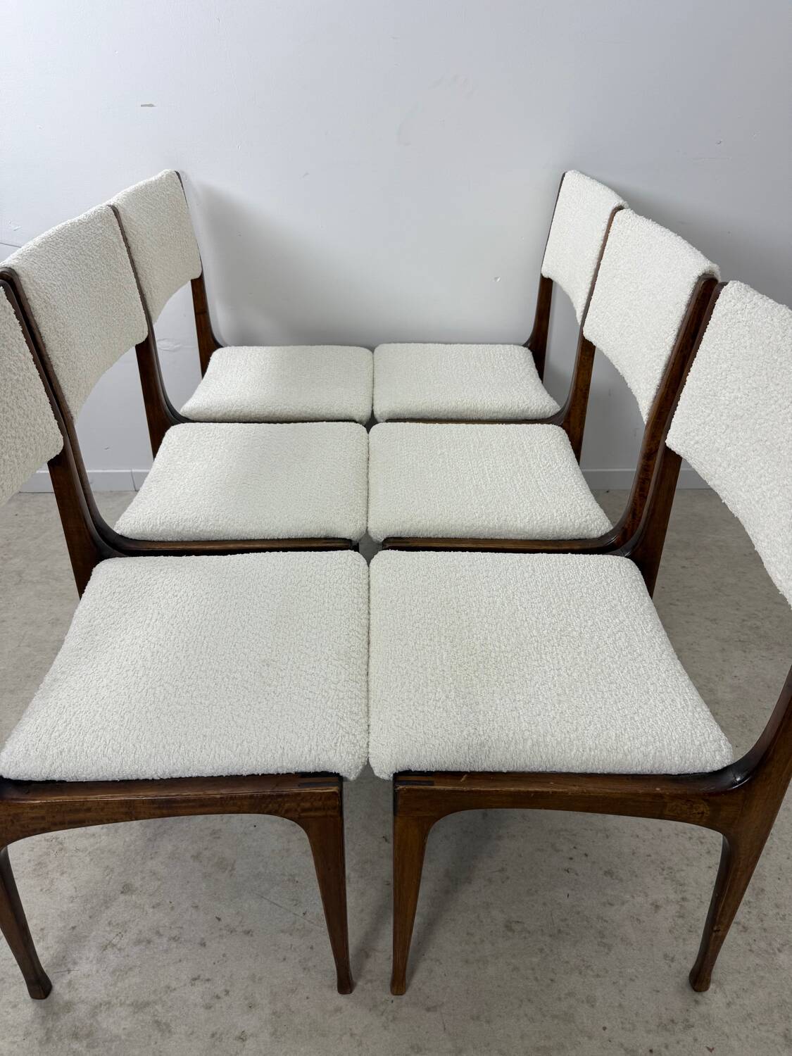 Set of 6 Italian design chairs Carlo de Carlo Cassina model 693 late 50s bouclette