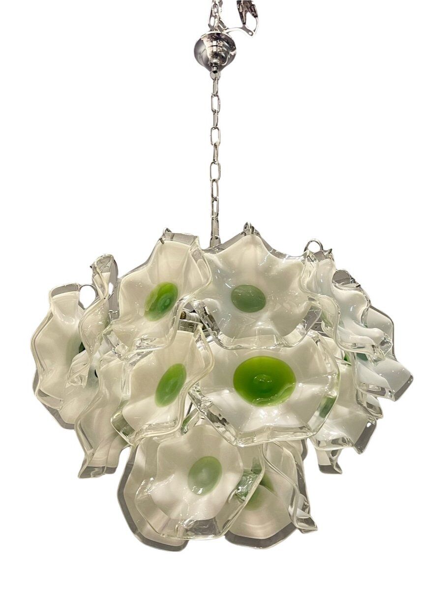 Italian murano glass disc chandelier, 1970s