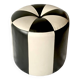 Vintage round pouf in black and white skai