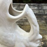 Rooster pitcher in cracked ceramic Art Deco style