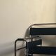 Black leather armchair model Wassily B3 by Marcel Breuer
